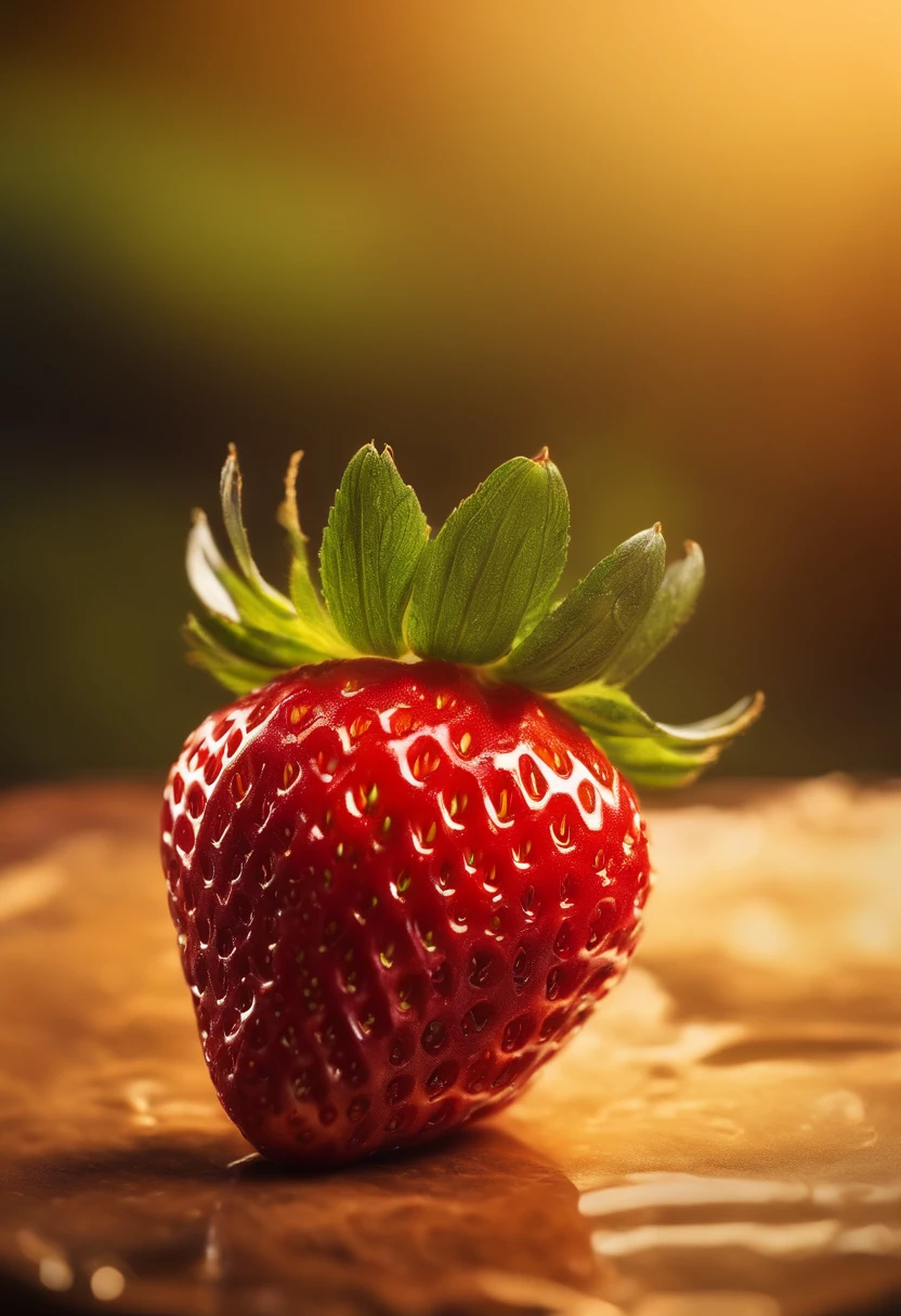 small,one Strawberry,burn,Melt,fire,burning,Ultra high image quality,realisitic,