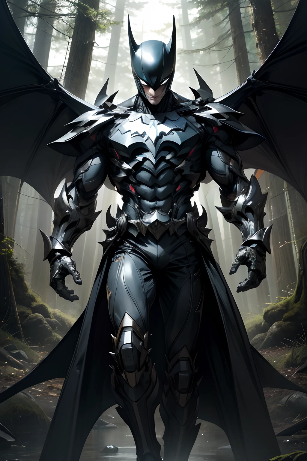 Beisteman、Bat Man、Adult Male、Slender Macho Body、The whole body is covered with hairs....、Forest landscape and steppe、
