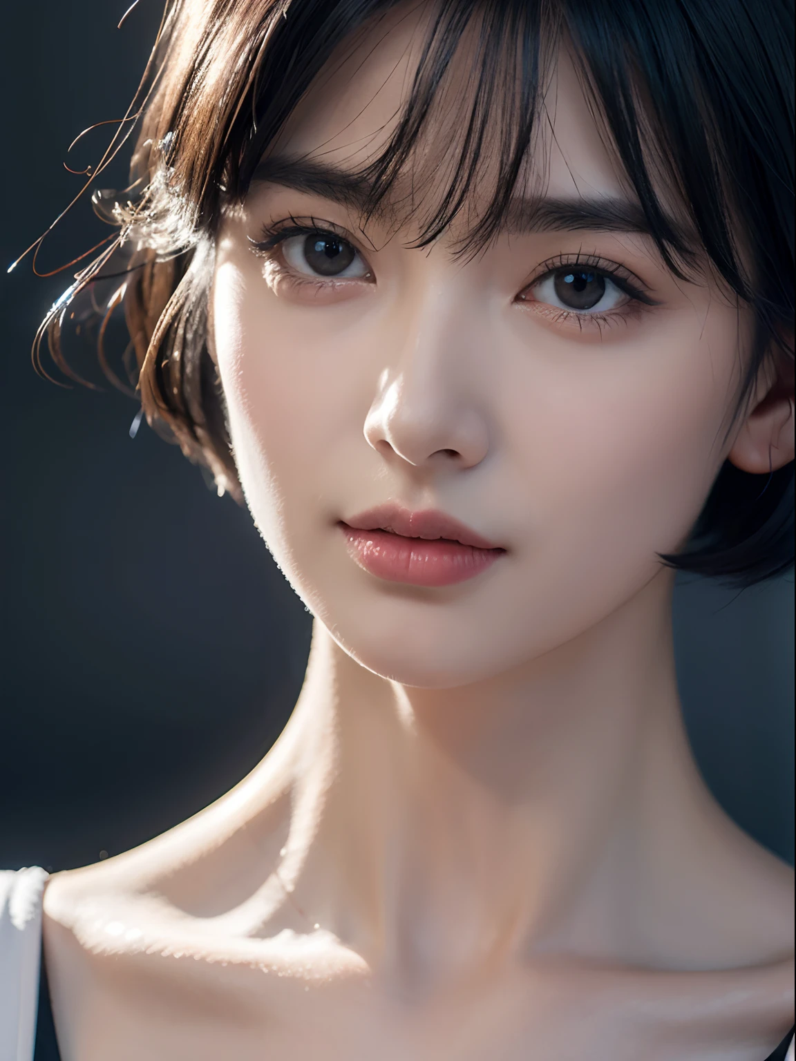 black hair, short detailed hair, Surrealism, 8k, super detail
