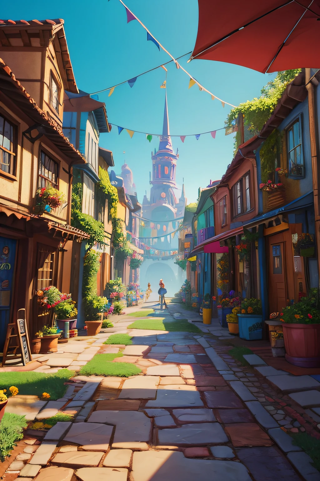 Create a vibrant and colorful Pixar scene that explores the theme of alchemy