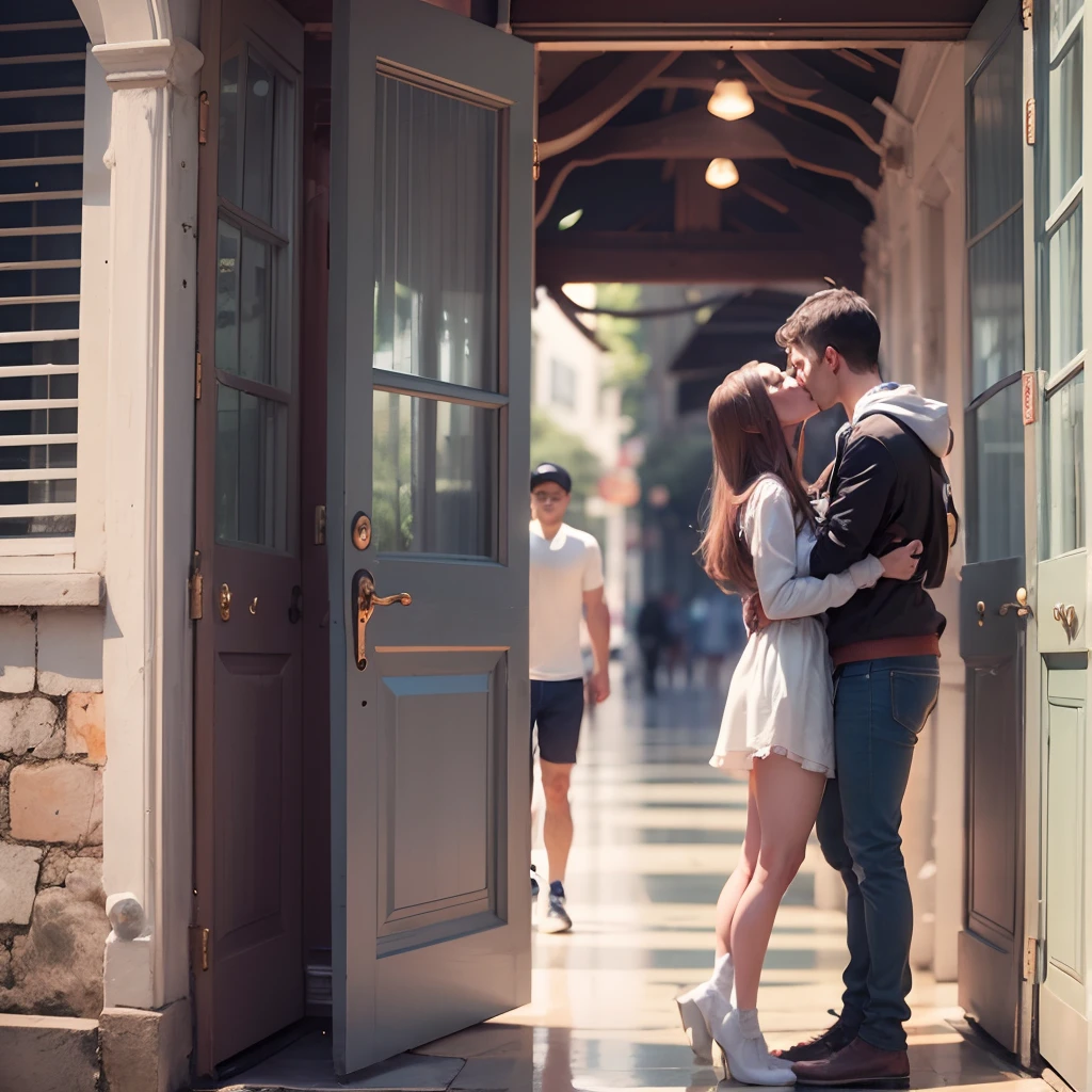 a boy and a girl with nice body kiss each other --auto --s2