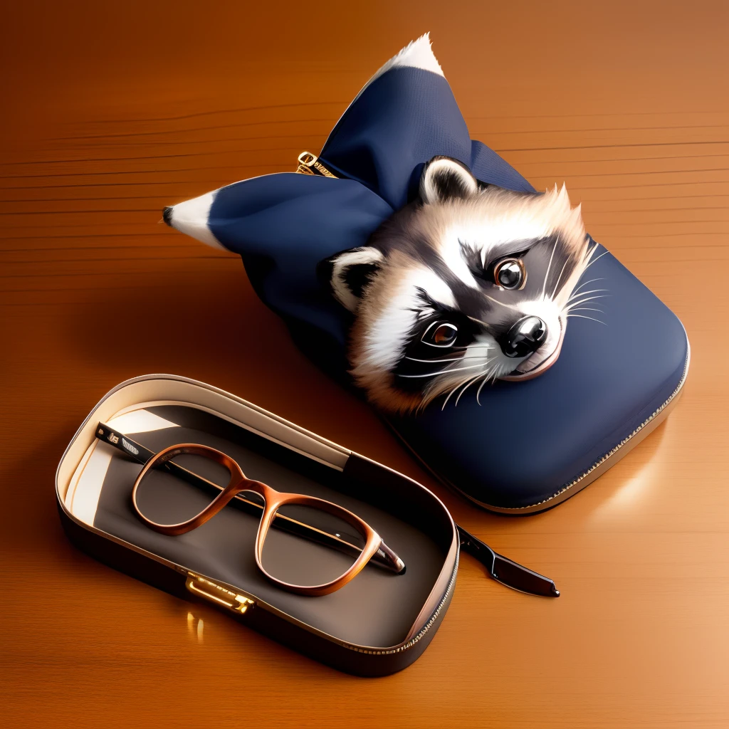 Glasses case and raccoon