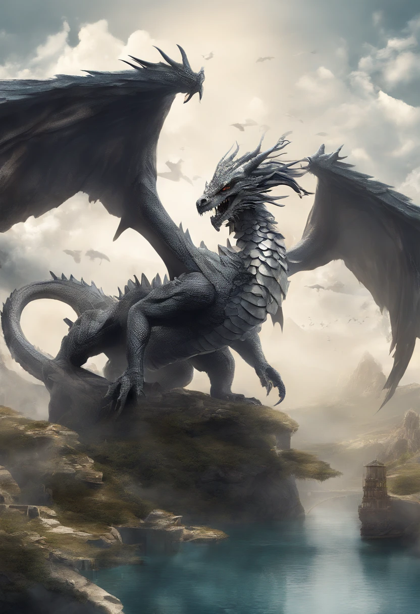 (​masterpiece), (8k, photorealistic, RAW photo, best quality: 1.4), high resolution, Original, mythology，Dragon , feathered wings spread wide, white background, jack of clubs playing card