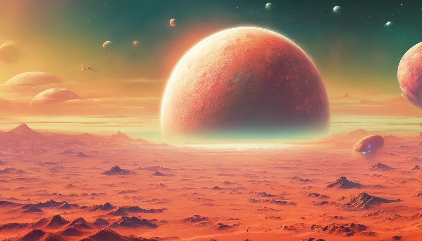 huge planet, Rich deserts, the night, starrysky, surrealism, masutepiece, hight resolution, 16 K