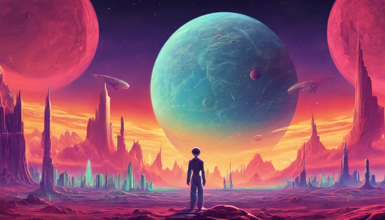 huge planet, Rich deserts, the night, starrysky, surrealism, masutepiece, hight resolution, 16 K
