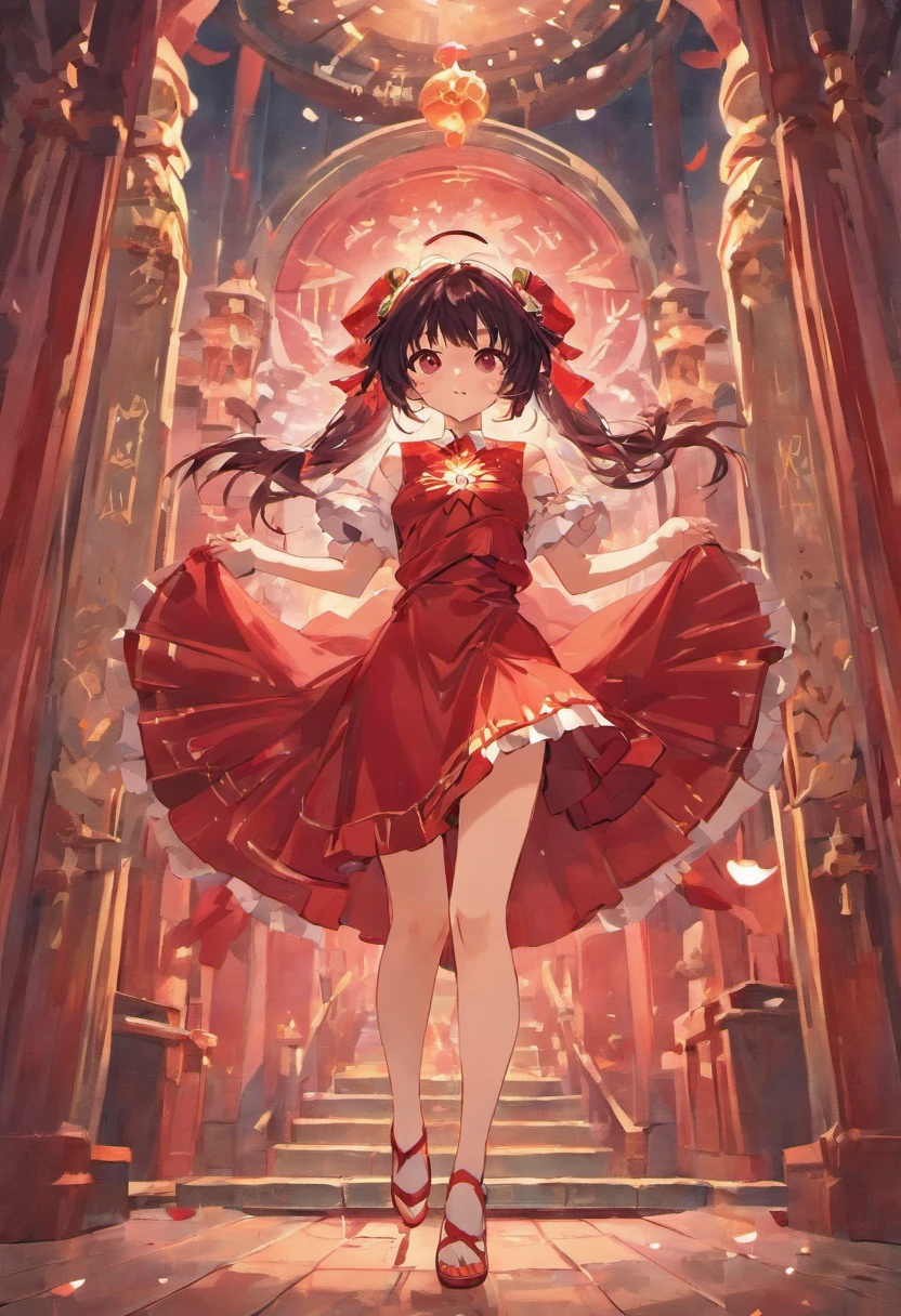 reimu_White Spirit, Red dress, miko, Shrine background, 1girll, Masterpiece, Best quality, Highly detailed