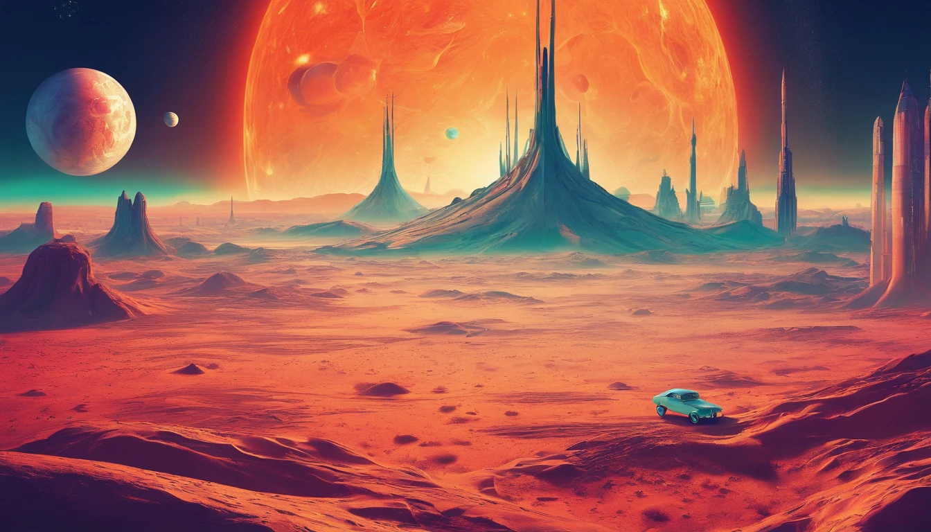 huge planet, Rich deserts, the night, starrysky, surrealism, masutepiece, hight resolution, 16 K