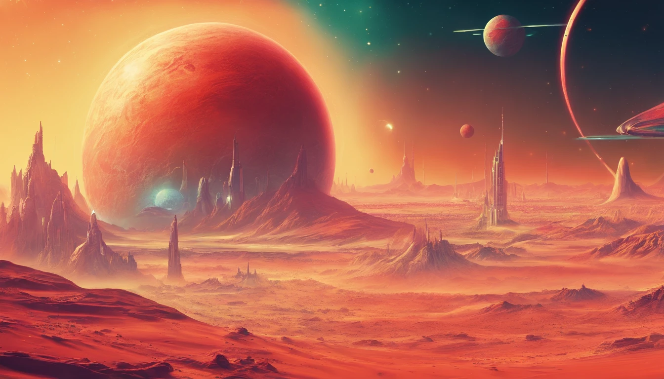 huge planet, Rich deserts, the night, starrysky, surrealism, masutepiece, hight resolution, 16 K