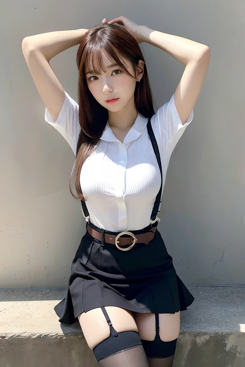 masterpiece、top-quality、The ultra -The high-definition、、colourfull、flat-colors、depth of fields、lens flare 1 girl、、Brown hair、watching at viewers Black Cutter Shirt a belt black suspenders Social OL ample bosom a miniskirt Face sitting
Waiting to start Armpit sweat perspiring Side of both hands huge-breasted Knee High Near the Wall Niso stockings garterbelts