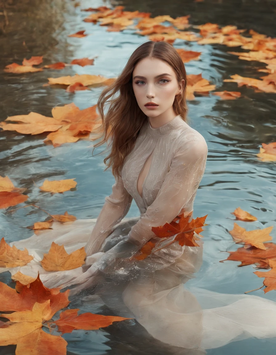 Autumn water grows together with the sky