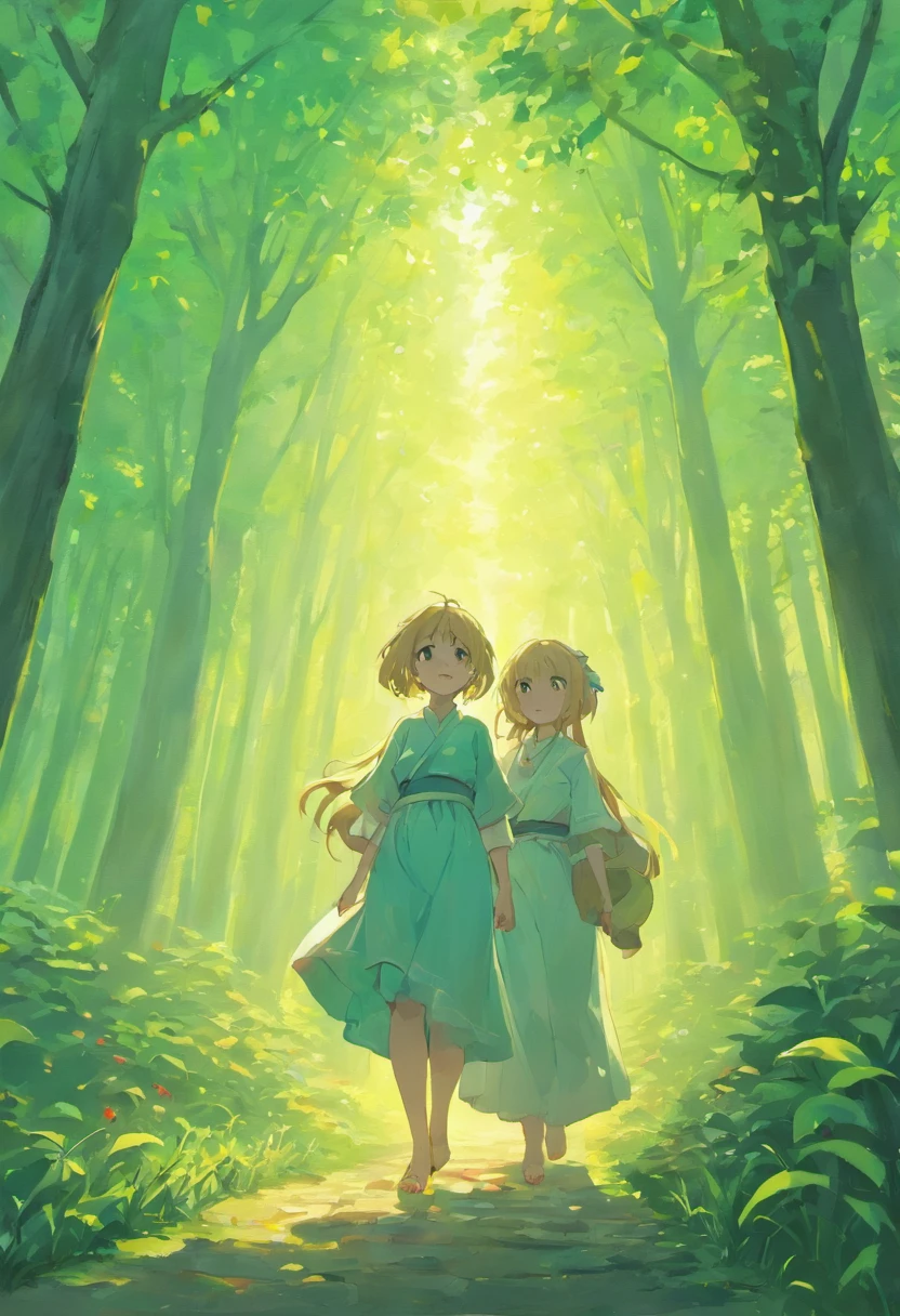 On the cover is a quiet and beautiful old village,Surrounded by green mountains,The lake is crystal clear。The first rays of morning light appeared in the sky,They are bright and warm。Xiaomei and her friends held hands,Ready to go。