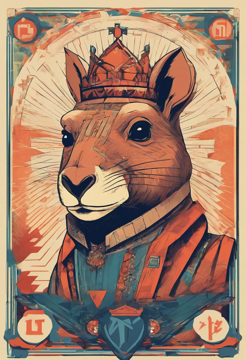 masterpiece, high quality cg, anime, illustration, best quality, capybara, beautiful face, detailed face, animal, solo, side view, wearing crown