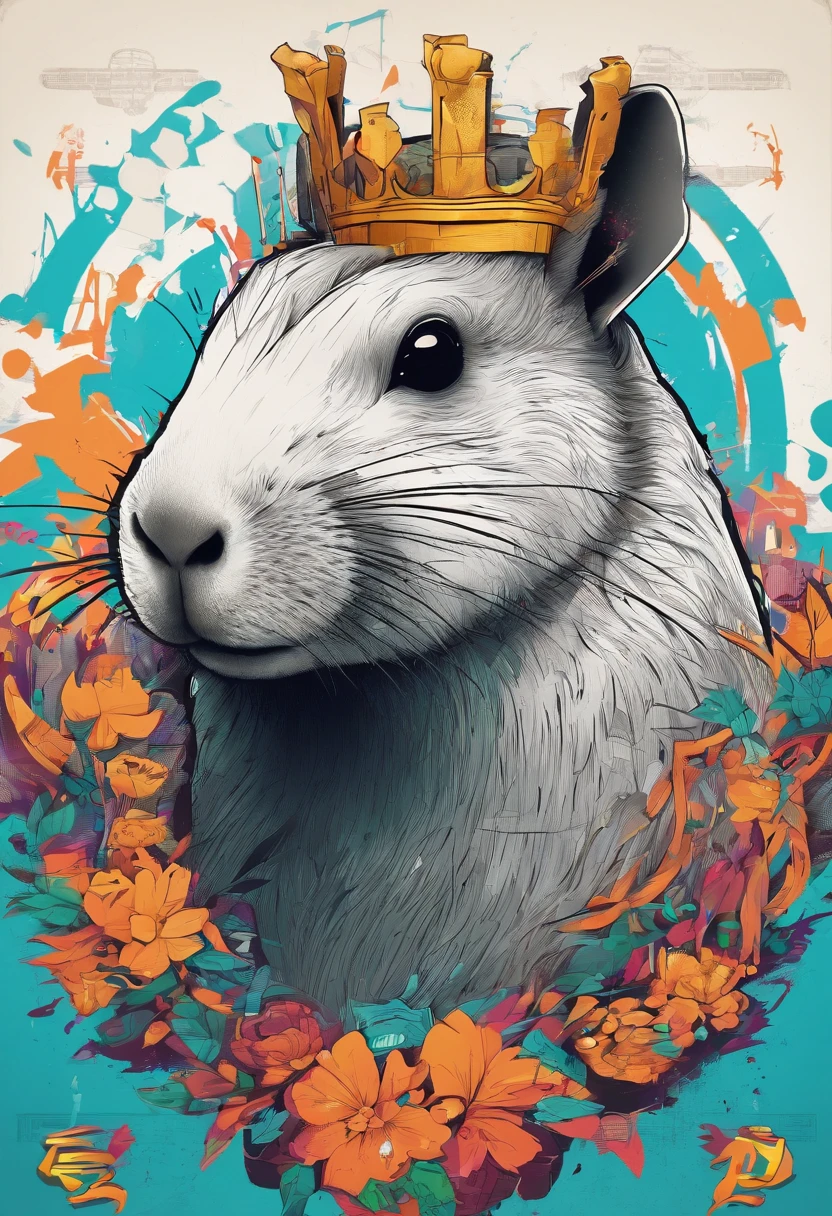 masterpiece, high quality cg, anime, illustration, best quality, capybara, beautiful face, detailed face, animal, solo, side view, wearing crown