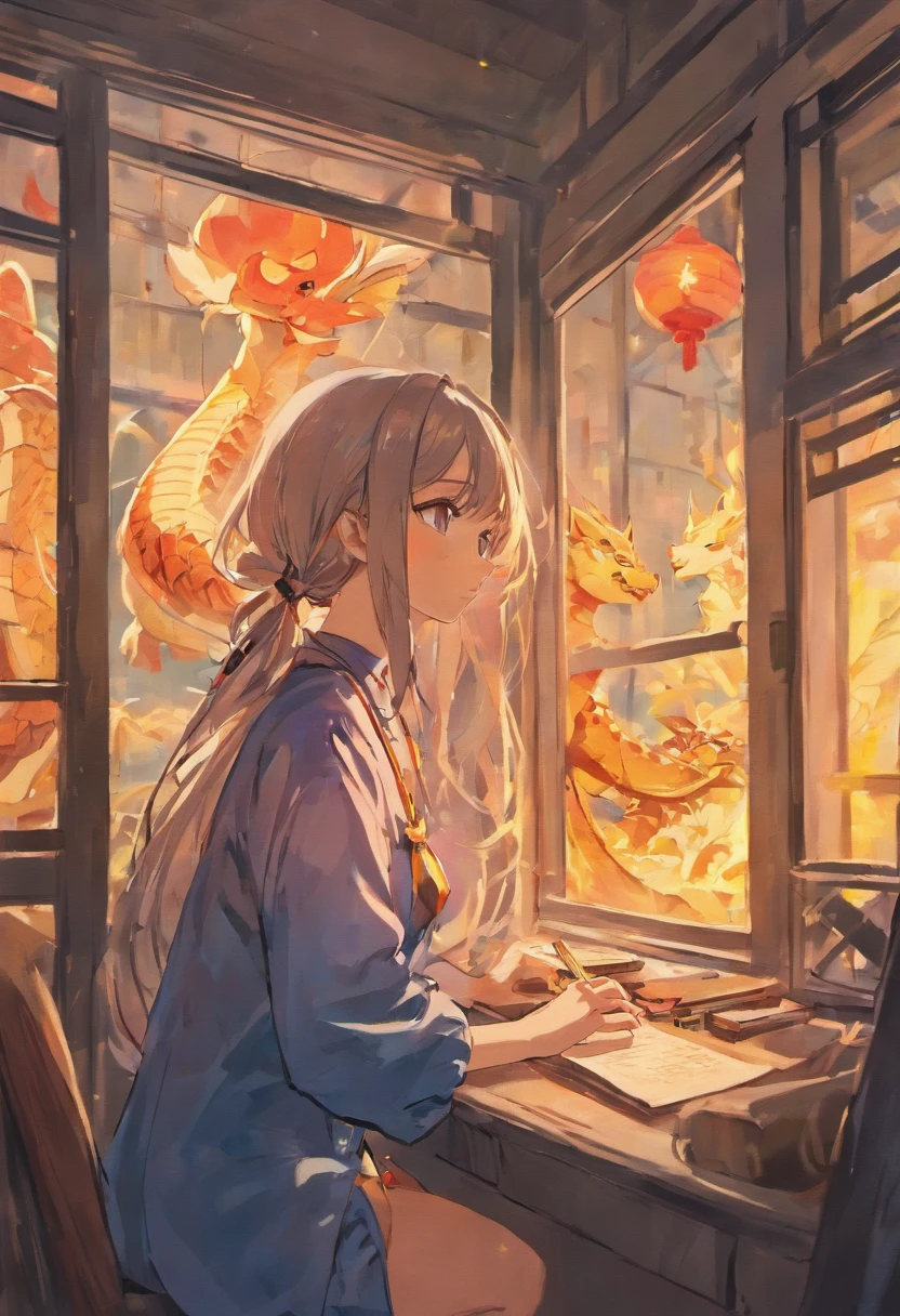 Xiaomei sat in front of the window,Her room was flooded with warm sunlight,She drew a picture of the Dragon Boat Festival in a diary,Her eyes sparkled with hope。