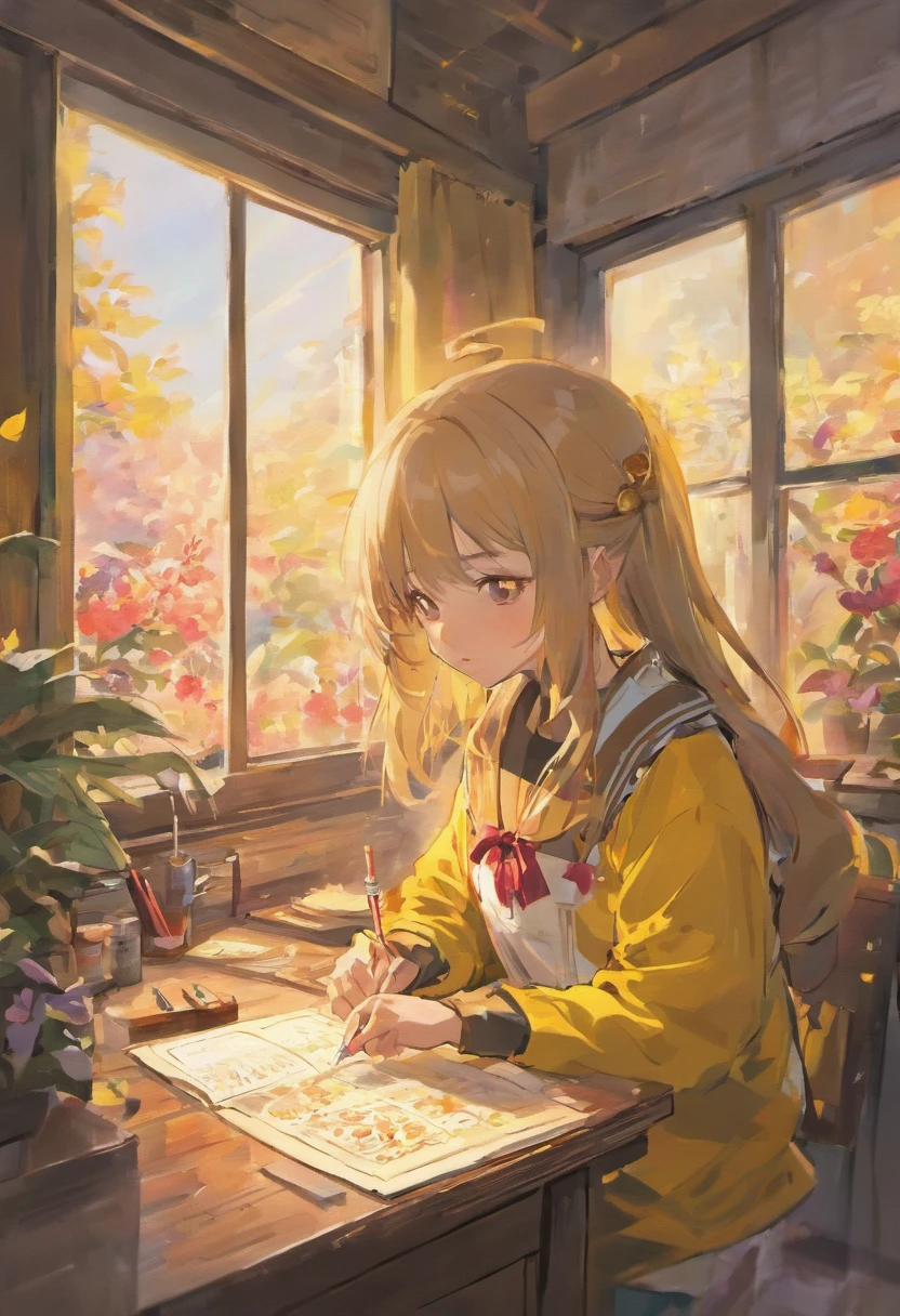 Xiaomei sat in front of the window,Her room was flooded with warm sunlight,She drew a picture of the Dragon Boat Festival in a diary,Her eyes sparkled with hope。