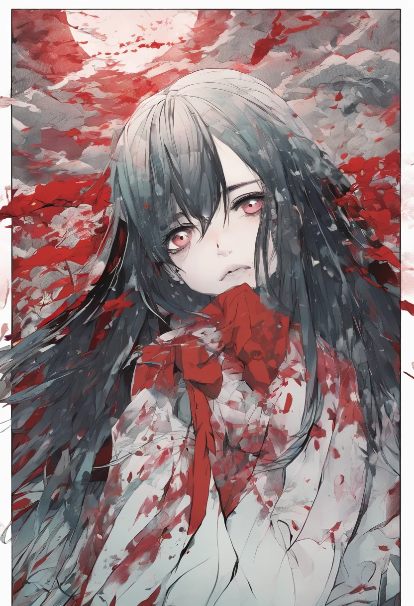 Long hair,white color hair,red eyes,petty face