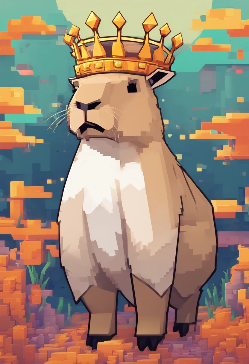 masterpiece, high quality cg, anime, illustration, best quality, capybara, beautiful face, detailed face, animal, solo, side view, wearing crown