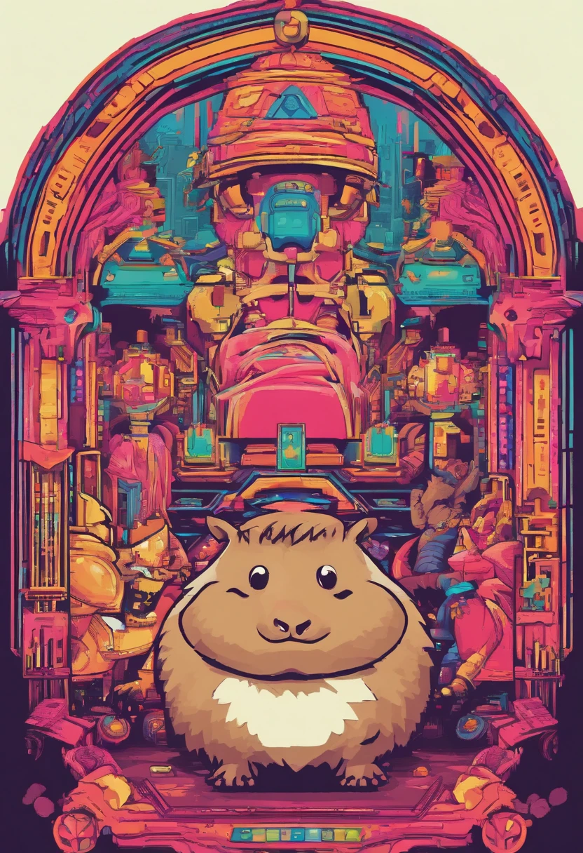 masterpiece, high quality cg, anime, illustration, best quality, capybara, beautiful face, detailed face, animal, solo, side view, wearing crown
