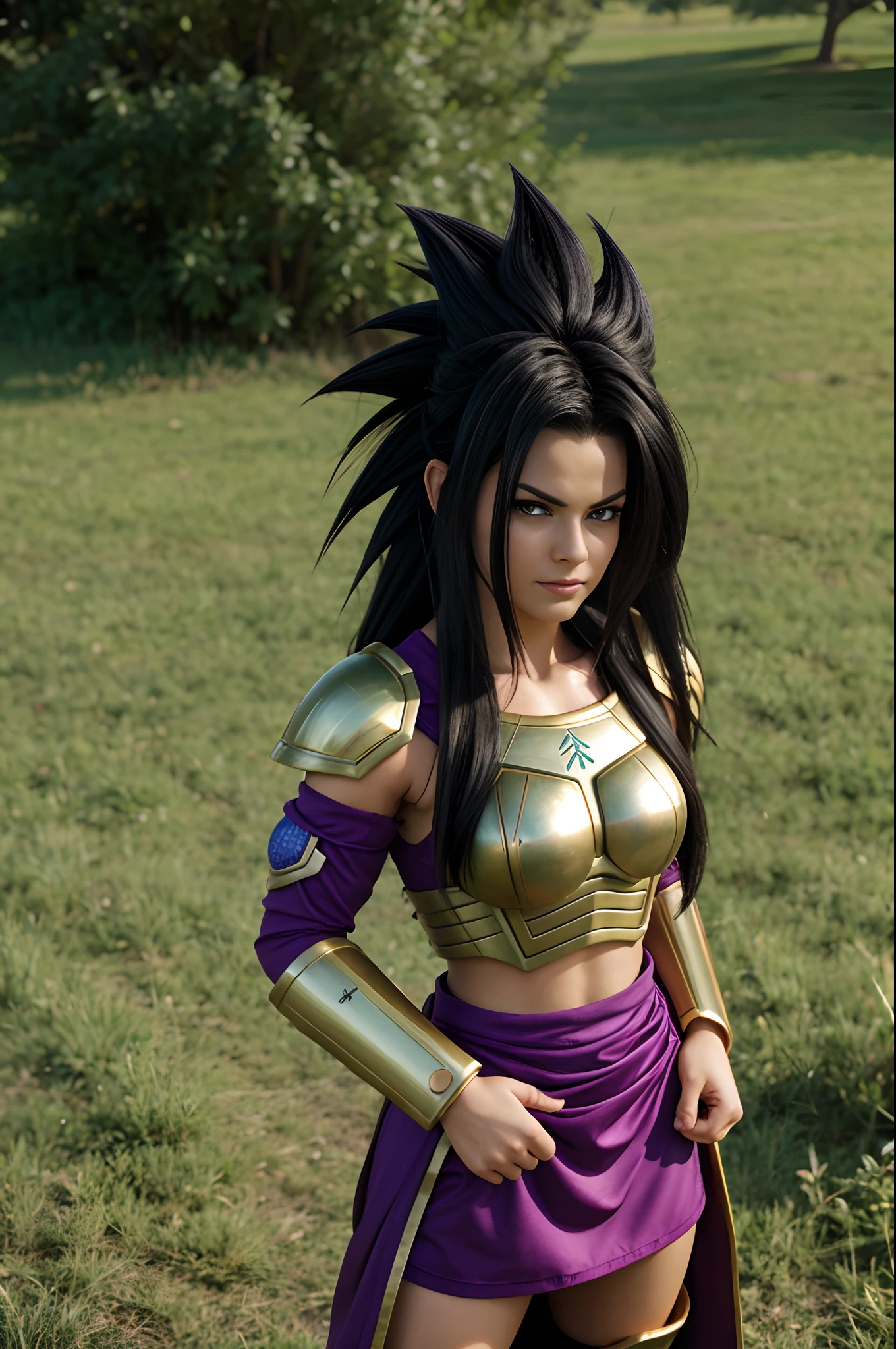 Raditz saiyan girl,raditz armour ,dbz style,grass background