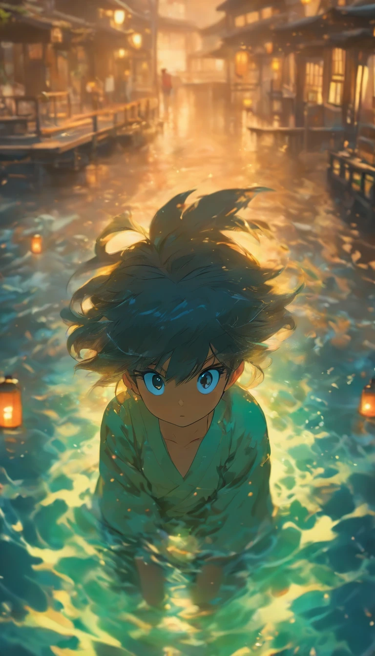 China ink painting,water ink,ink,Smudge,China-style,Cartoon 16-year-old little girl,chunky,short detailed hair,Issuing,中景 the scene is,super-fine,ultra - detailed,high qulity,8K ,Sharp-focused eyes look at the clock,中景 the scene is,Full body like,oc rendered