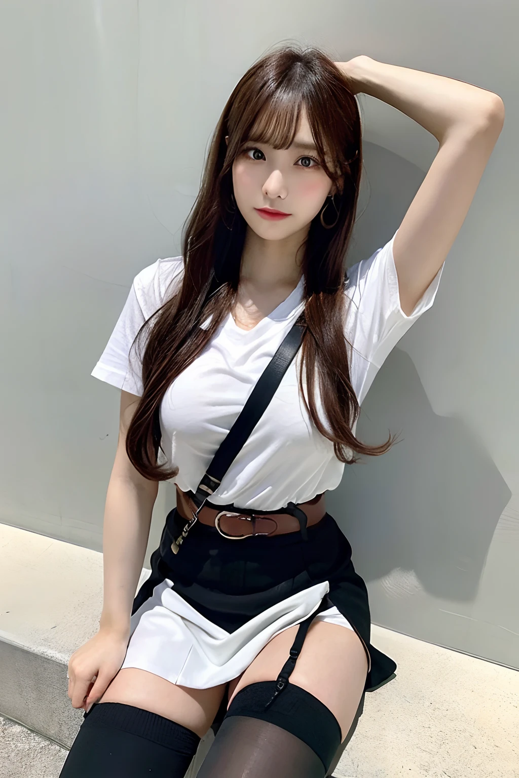 masterpiece、top-quality、The ultra -The high-definition、、colourfull、flat-colors、depth of fields、lens flare 1 girl、、Brown hair、watching at viewers Black Cutter Shirt a belt black suspenders Social OL ample bosom a miniskirt Face sitting
Waiting to start Armpit sweat perspiring Side of both hands huge-breasted Knee High Near the Wall Niso stockings garterbelts