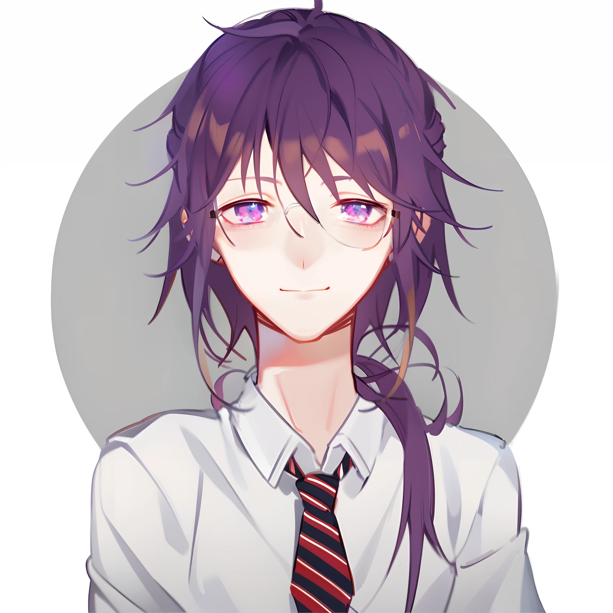 anime boy with blue hair and glasses wearing a tie, 2 d anime style, anime moe artstyle, 2 d anime, tall anime guy with blue eyes, young anime man, [[[[grinning evily]]]], sayori, anime boy, inspired by Okumura Togyu, made with anime painter studio, high quality anime artstyle