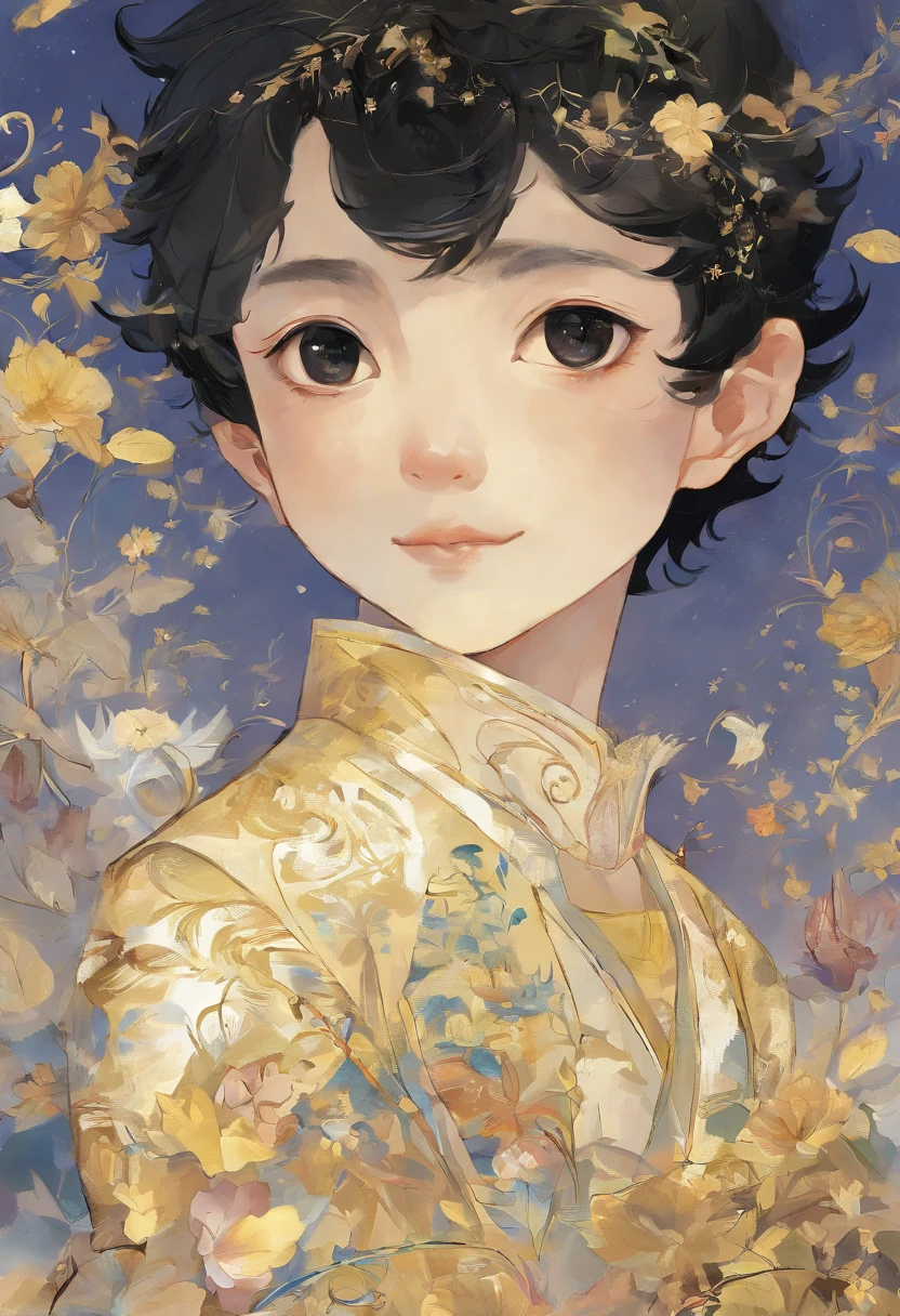 A boy named Mo Yili,He has yellow skin,black color hair,Wear national costumes,Suitable for children's picture books、Children's stories