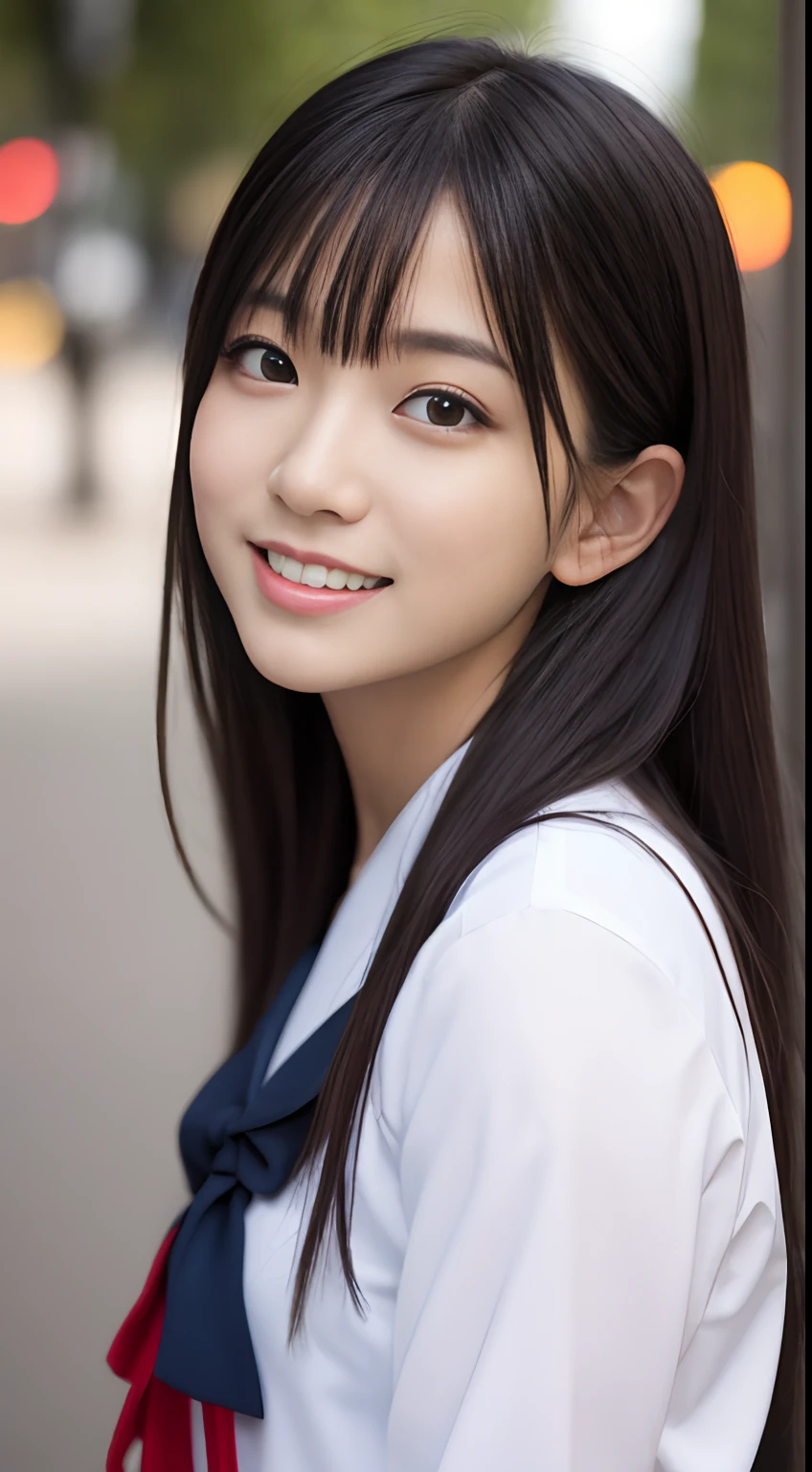 there is a young woman in a uniform posing for a picture, portrait of a japanese , chiho, wearing japanese school uniform, Young Pretty Gravure Idol, Young Gravure Idol, Japanese Models, closeup Iwakura Lain, headshot profile photo, Realistic Young Gravure Idol, japanese girl school uniform, Yasumoto Oka, Seifuku, Young Asian Girl