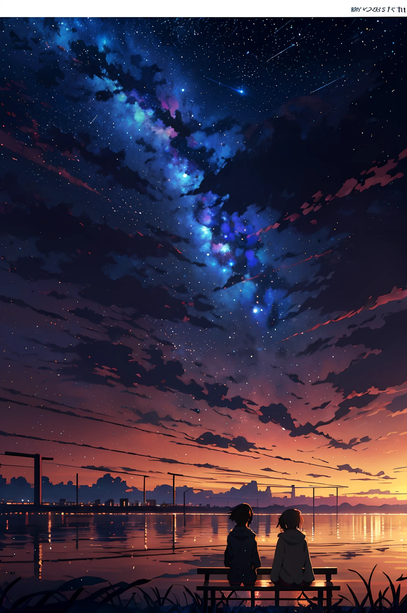 anime, the sky, stars, the bench, the milky, the stars, the sky, the stars, the bench, the milky, the stars, the, cosmic skies. by makoto shinkai, anime sky, anime art wallpaper 4 k, anime art wallpaper 4k, anime art wallpaper 8 k, amazing wallpaper, with the sky full of stars,cute , scene