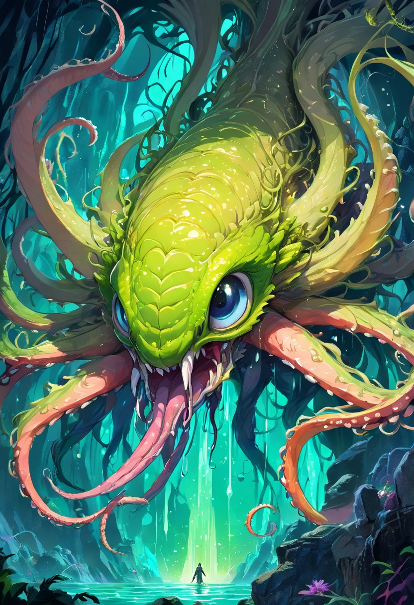 ral-hnycmb towering insectoid monstrosity, Glowing caverns harboring mysterious luminescent creatures, elemental art, great lighting, ambient lighting, Gorgeous splash of vibrant paint, sharp focus, glowing, scifi subreddit<lora:ral-hnycmb:0.8> <lora:Elemental_Graffiti-step00001500:0.8> <lora:great_lighting:0.4> <lora:gorgoeus_splash_of_vibrant_paint:0.7>