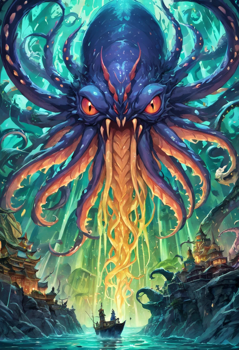 (Best quality,8K,A high resolution,Masterpiece:1.2),Ultra-detailed,(Realistic,Photorealistic,photo-realistic:1.37),ultra high res, Ancient beasts from hell,Inside cave, muddy green skin ,faucet, giant humanoid monster, mutant, eldritch horror, scary monster, humanoid, giant crab claws,Crab shell,Long tail,Large tentacles from body, many tentacles from body, tentacles from mouth, slimy skin, slime body, large bat wings,Wings cocked,Sharp claws,beast of prey,buck teeth, Intricate fantasy ink painting, Detailed fantasy ink illustration, fantasy highly detailed, beautiful detailed fantasy, magic fantasy highly detailed, highly detailed fantasy art, epic rivendell fantasy, japanese fantasy, detailed fantasy digital art, detailed fantasy art, colorful, no mistakes, well detailed, ((no art error)), HP Lovecraft, Cthulhu, tentacles, God, many inner dark cells and seals, brain organs intestines inside, wet oiled fiber glossy colorful surface, hyper detailed, artstation, eyes, super mind, (eyes of fear and pain starring the camera: 1.5) MULTICOLOR