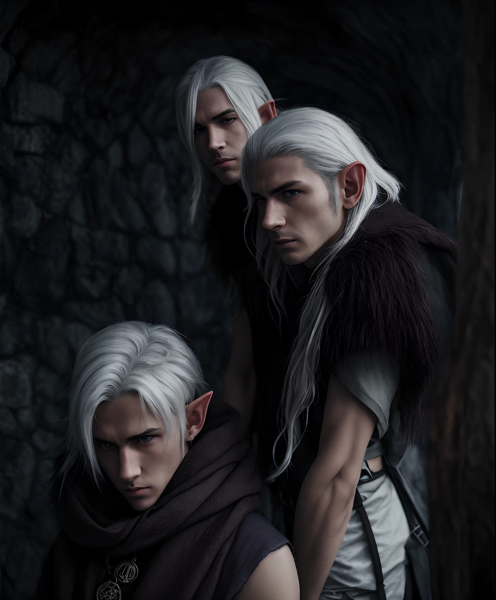 White hair male elf assassin scars