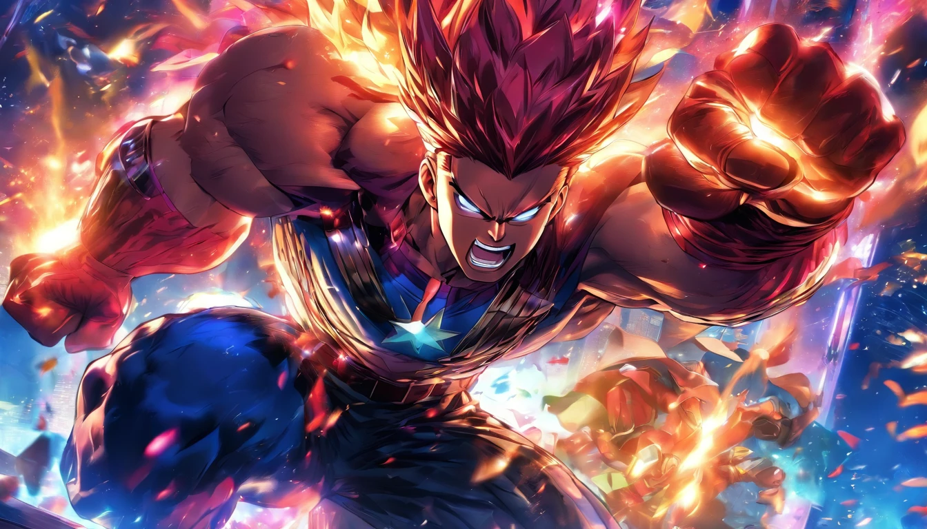 macho,captain,men's,Anime style,marvel, perfect masterpiece, hightquality, High resolution,