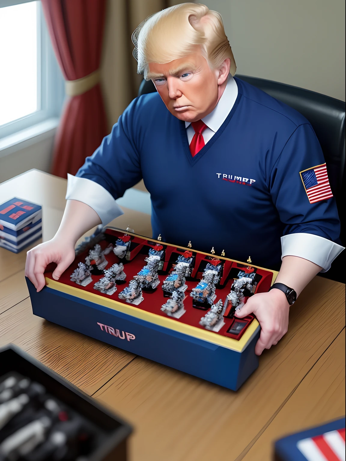 Donald Trump playing with Gundams