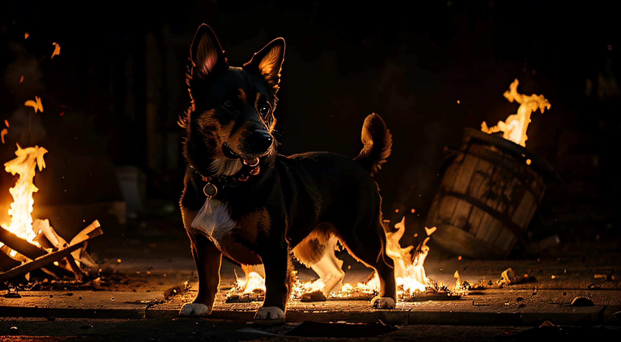 Dog on fire