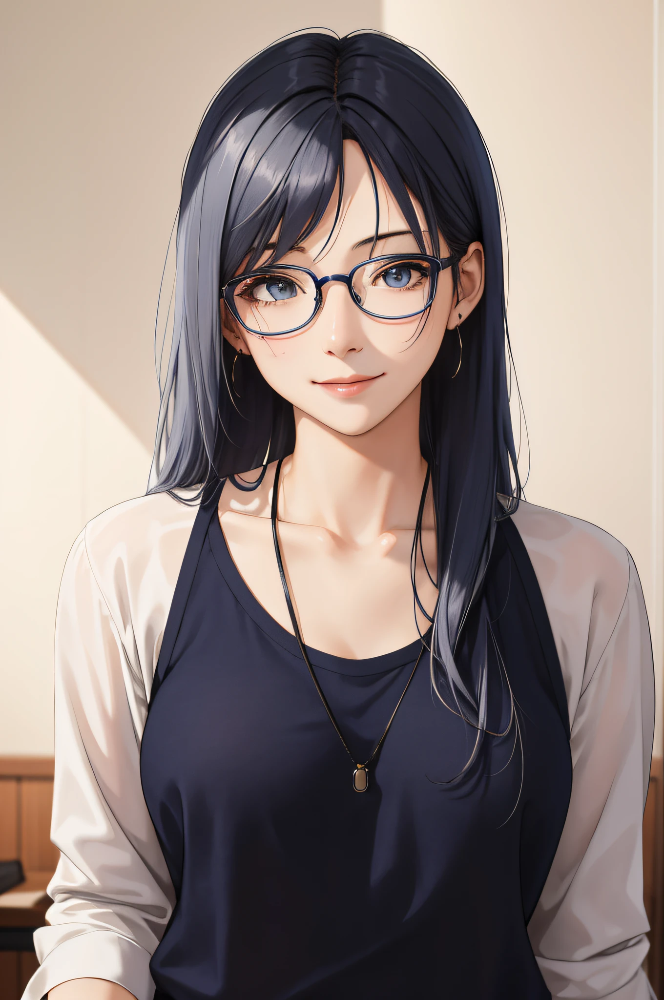 full bodyesbian，High school teacher， Beautuful Women， [light grey hair： blue hairs：0.2]，Metal rimless glasses， Look at the students， 黑The eye， long whitr hair， Measurements: 85、65、90， Bra 32C， white  shirt， tight ripped jeans， station， ‎Classroom， hight contrast， exquisitedetails， Correct proportions，Slender fingers