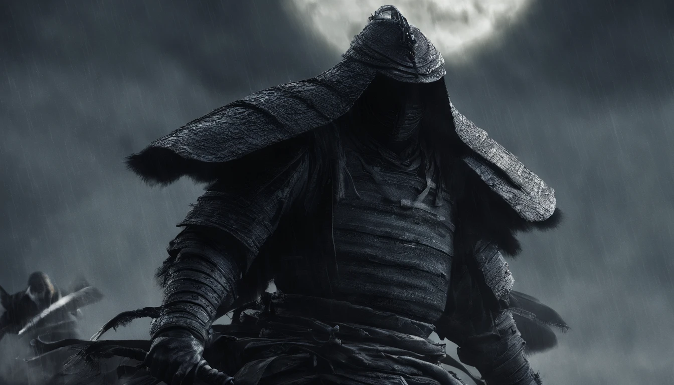 (best quality,4k,8k,A high resolution,master part:1.2),ultra-detalhado,Realistic:1.37,Samurai of Japan's Sengoku period,Use armadura samurai completa,Black Samurai Mask,Segurando uma katana afiada,A strong sense of oppression,olhos vermelhos brilhantes