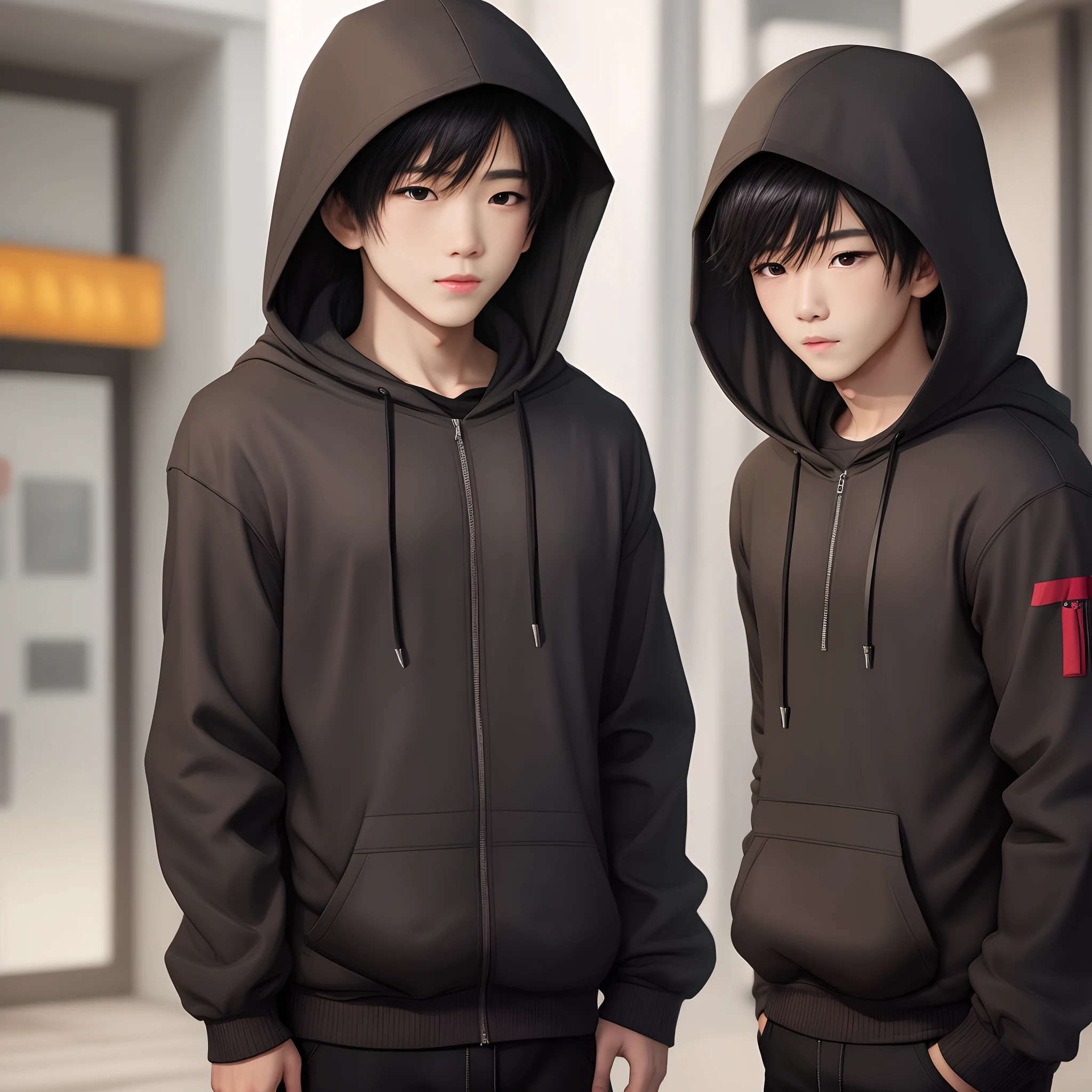 Black-haired hooded boy