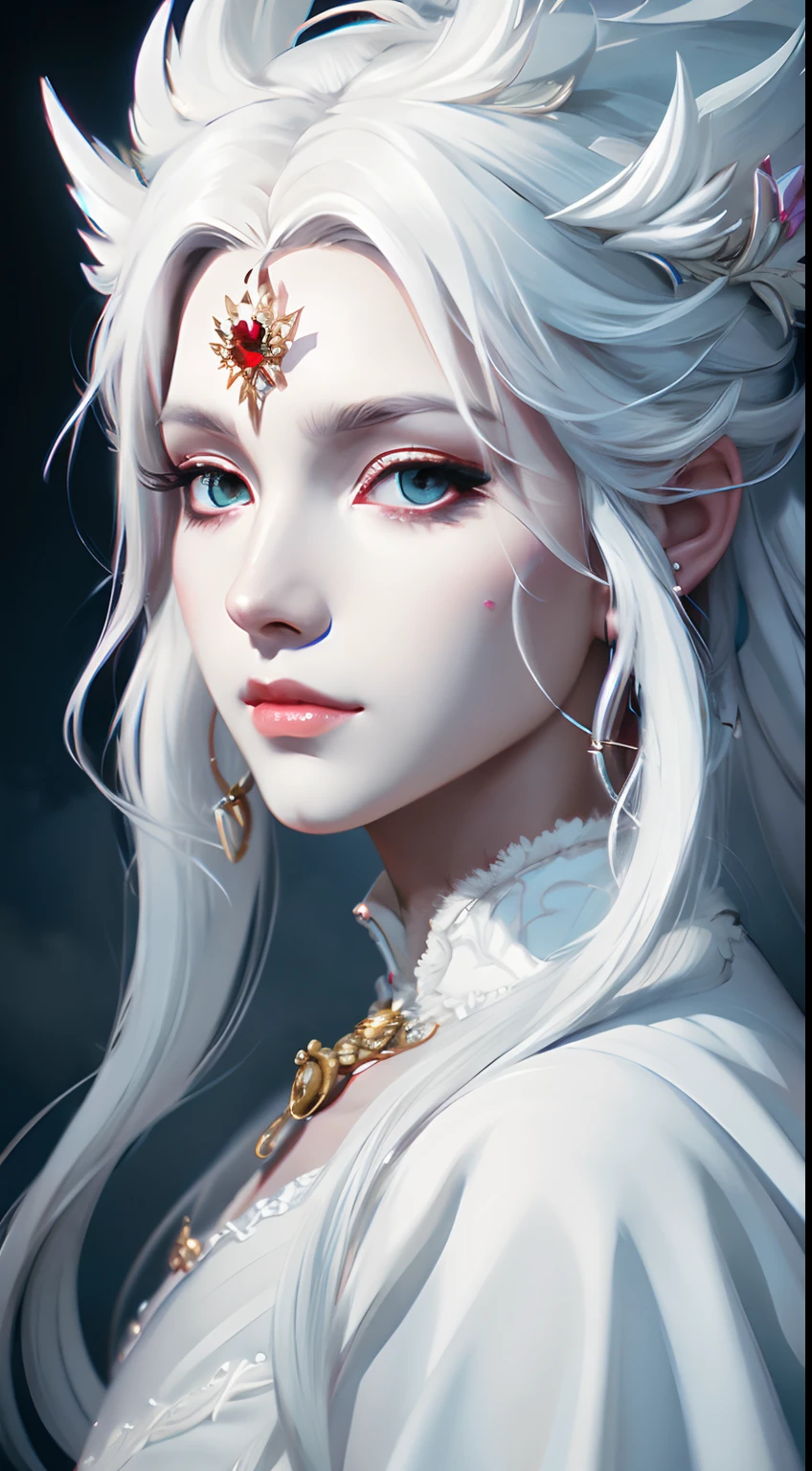 a close up of a woman with white hair and a white mask, beautiful character painting, guweiz, artwork in the style of guweiz, white haired deity, by Yang J, epic exquisite character art, stunning character art, by Fan Qi, by Wuzhun Shifan, guweiz on pixiv artstation