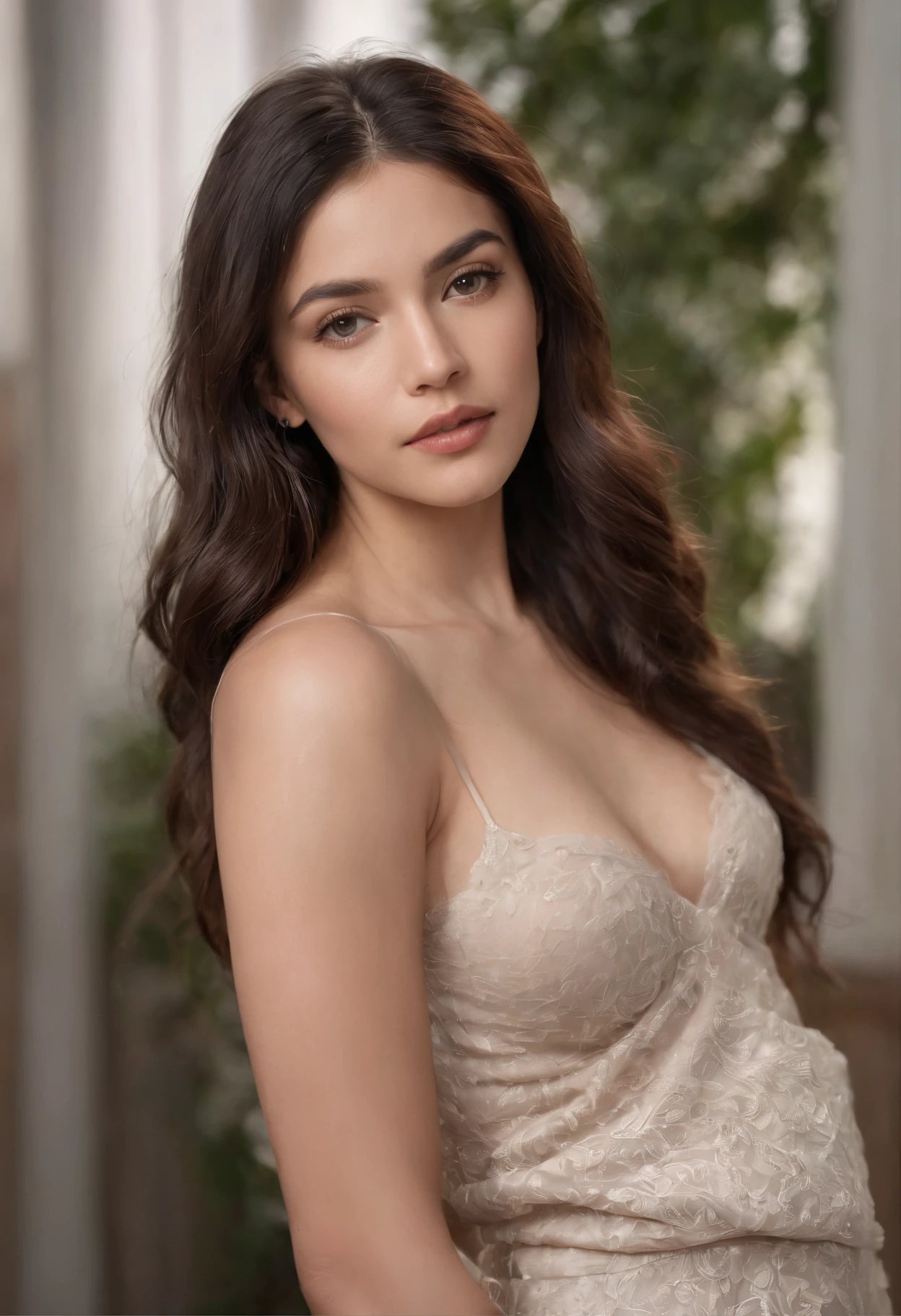 Photo of a 22-year-old Latina girl, .RAW, beautiful woman, ( long wavy black hair), grosse poitrine , ((portrait)), ((Detailed face: 1.2)), ((Detailed facial features)), (finely detailed skin), pale skinned, Highly detailed deep-neckline skin-tight leather shorts with white top , Environment of megacities, (couleurs froides), humide, humide, reflections, (Masterpiece) (proportion parfaite)(photo realist)(Best quality) (Detailed) photographed on a Canon EOS R5, Objectif 50mm, f/2.8, Hdr, (8k) (wallpaper) (lighting cinematic) (dramatic lighting) (mise au point nette) (complexe) , visage avec baiser soufflant , A very beautiful woman