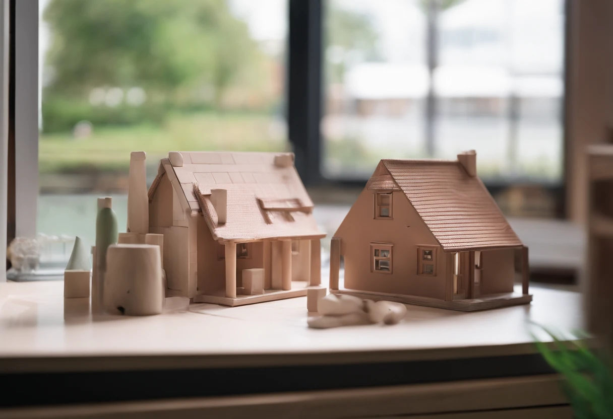 There are clay dolls by the window in the house,There are beautiful embroideries on the table,eventide,Peaceful and nice