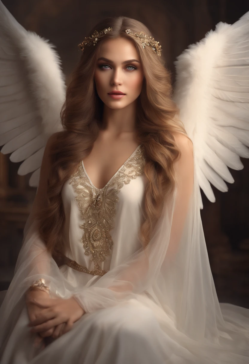 (best quality:1.2, realistic, portraits),(girl),(angel),(seductive),(detailed eyes),(luscious lips),(long flowing hair),(radiant skin),(beautiful wings),(attractive posture),(heavenly atmosphere),(soft lighting),(subtle color palette),(open cloths)