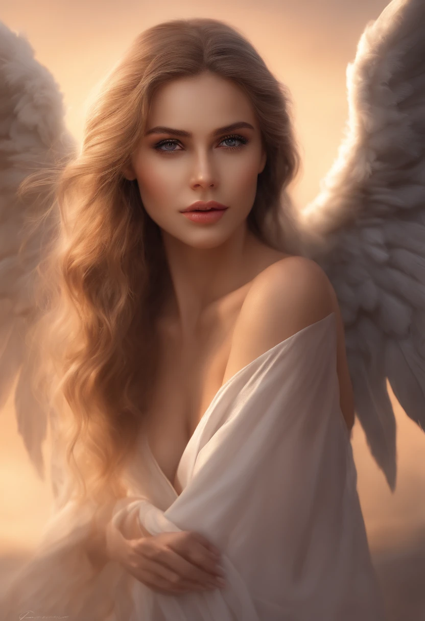 (best quality:1.2, realistic, portraits),(girl),(angel),(seductive),(detailed eyes),(luscious lips),(long flowing hair),(radiant skin),(beautiful wings),(attractive posture),(heavenly atmosphere),(soft lighting),(subtle color palette),(open cloths), (bikini),(full body)