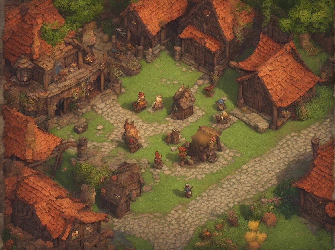 Bird's Eye Straight Top-Down Shot from a Drone, Bright Breakfast Tavern Battle Map, Dungeon and Dragon, Final Fantasy, game art, (Coherent architecture and interior, With realistic proportions and textures, Intricate details, handdraw, Vibrant, Cinematic lighting, masutepiece, 8K)