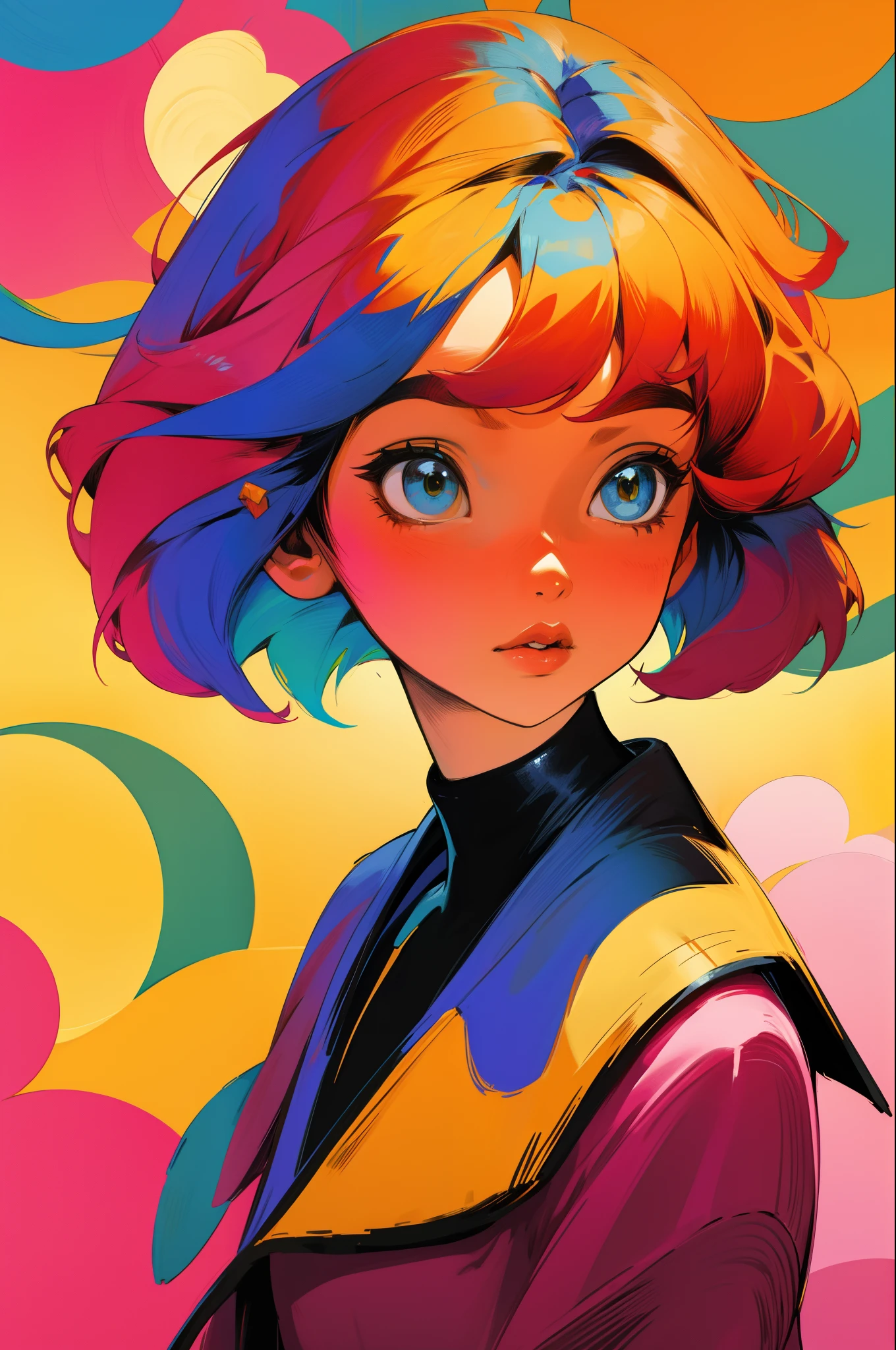 Menina cabelo cacheados curto estilo pixel artes paleta de cores noturnas