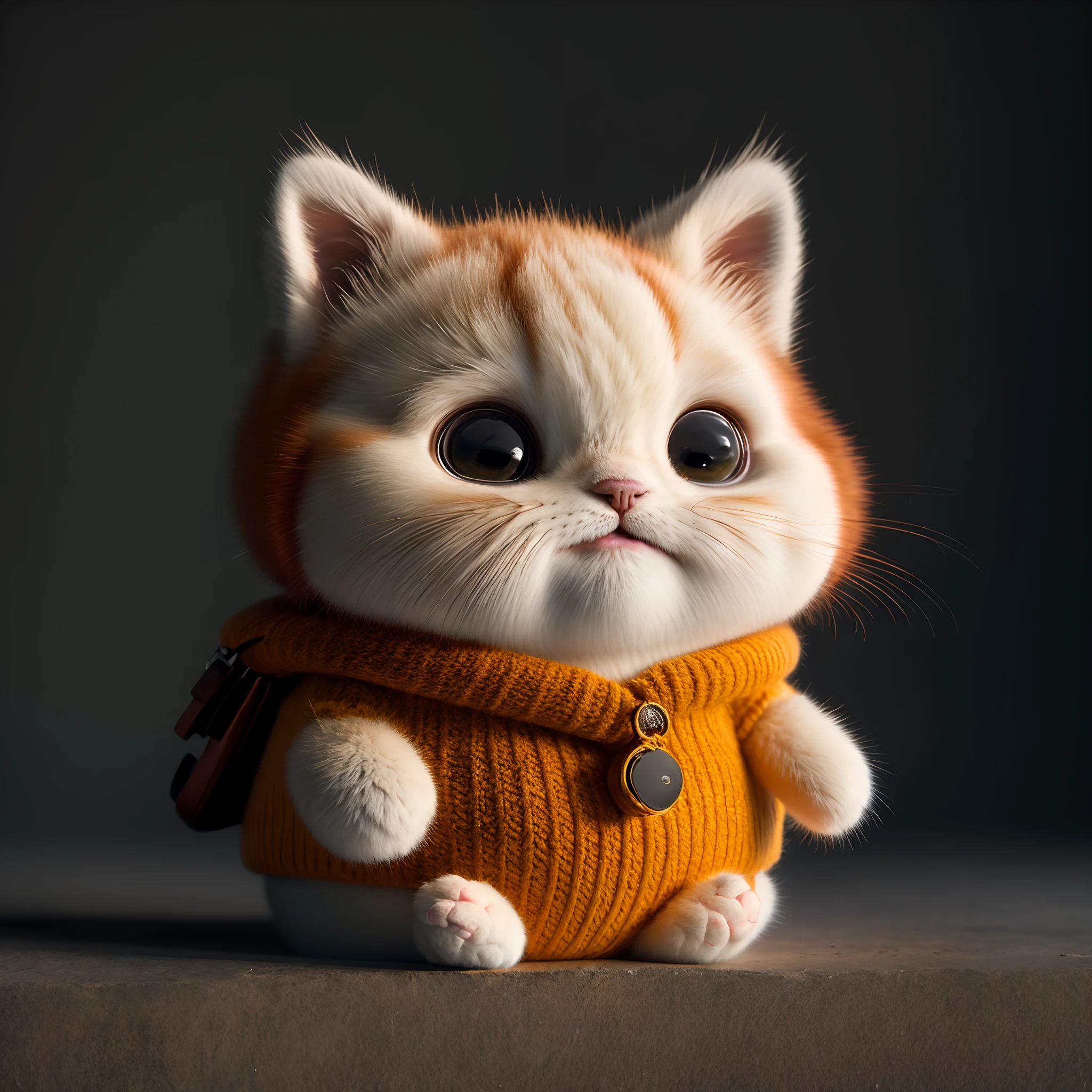 cat, fire color, fat, garfield, no_humans, depth of field, disney style, DARK_Glam, wearing DRK_Glam, deep shadow, (dark: 1.4), (8k, RAW photo, best quality, masterpiece: 1.2), big expression happy with mouth