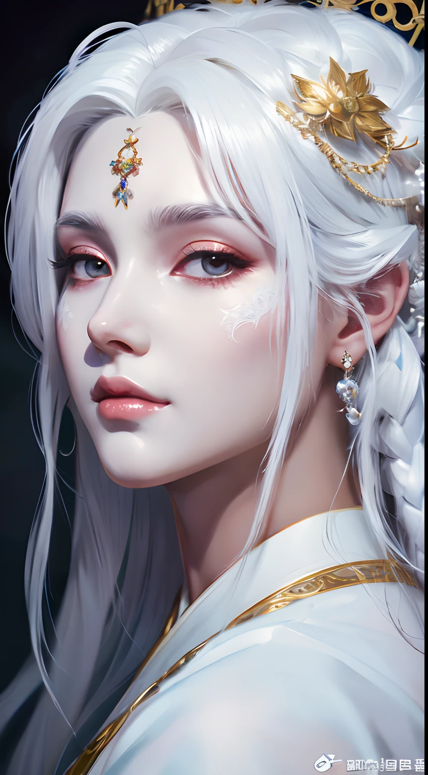 a close up of a woman with white hair and a white mask, beautiful character painting, guweiz, artwork in the style of guweiz, white haired deity, by Yang J, epic exquisite character art, stunning character art, by Fan Qi, by Wuzhun Shifan, guweiz on pixiv artstation