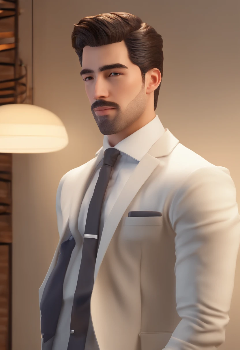 Homem moderno, bem vestido, terno preto, foto perfil, Great image quality, youthful appearance, elegante, foto tirada em uma apartamento luxuoso