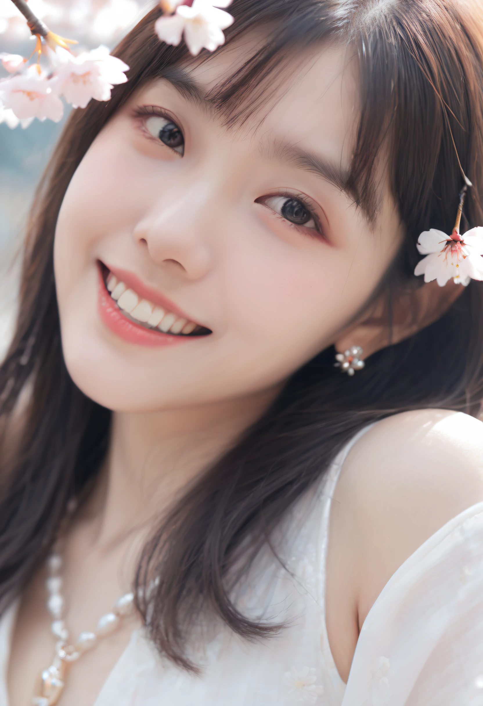 A close up of a woman with long hair and a white shirt - SeaArt AI