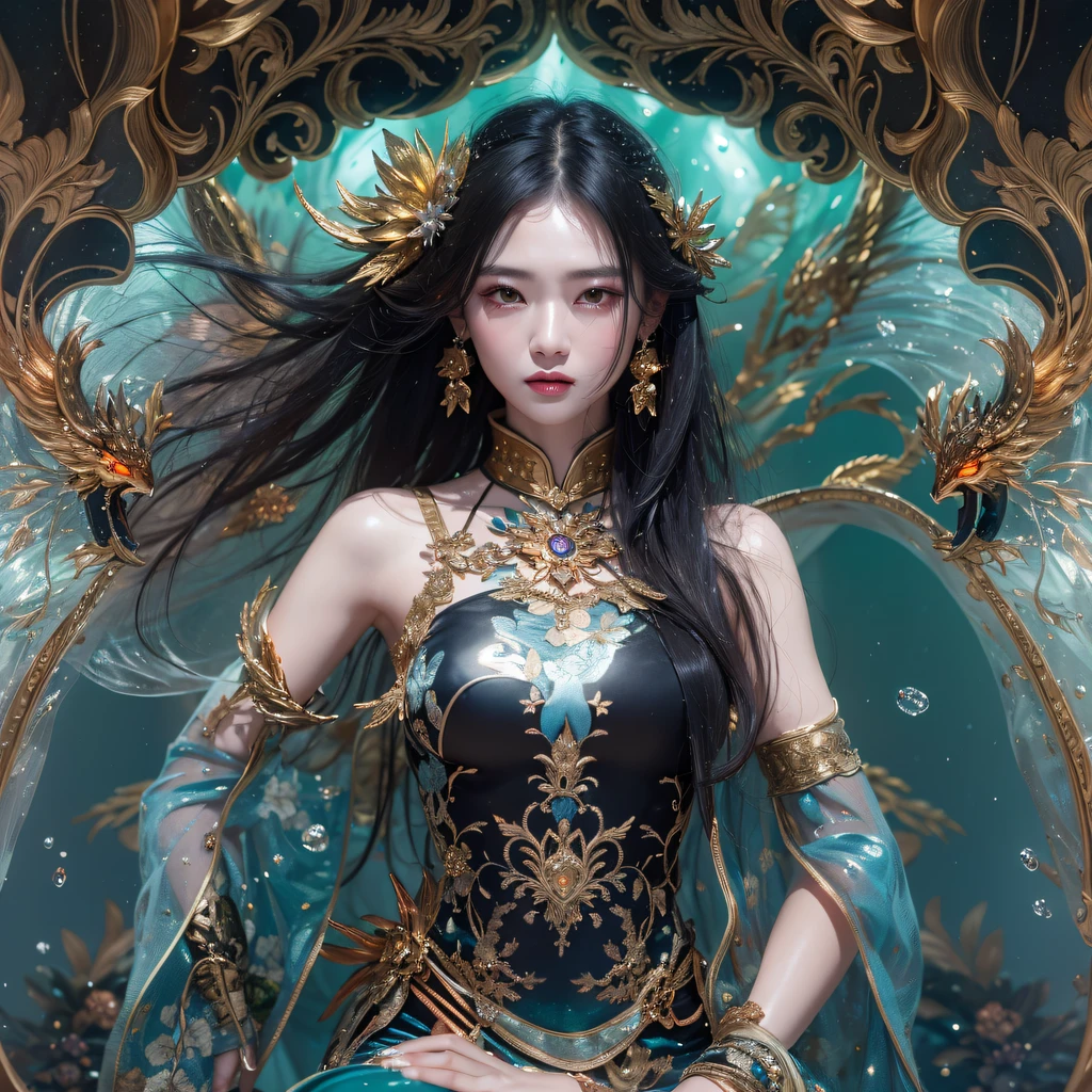 Flying Nine-Tailed Light Blue Sky Division Flame Long-haired Fox Star，een Erotica，Torch night black golden orange brocade silk snake print silk pants，Rouge diamond tulle sheer lizard-patterned leggings，Fat Girl Space Fly in the Snow 1:900 miniatures，Front view，Pure transparency，Wear boxing gloves，Wear thick-framed reflective sunglasses with gold wire，Panorama ultra-wide angle，extremely happy，The texture of the real person is delicate，Strong visual impact，hyper-detailing，Dream girl，Refined face，prettyeyes，Hair strands float in the air， cherry Models，Zhou Xiaotong，crystal-clear，Good sense of perspective，Light and shadow effects，16K smooth，Surface reflected light，Flowing black hair，Water Goddess 32K，复杂，ellegance，highly  detailed，A majestic，Digital photography，Autumn cowboy shot，surrealism painting，Broken rubies，Beating magic，Entwined water magic，（tmasterpiece，Cinematic light，Fine beautiful eyes：1.2），hdr，Void 5 Energy Storm，(China 1 girl，Black eyes:1.5），Rouge skin，Glowing skin，(sitting on the stone：1.5），delicated face，Black color hair，Put on palatial gold armor，cropped shoulders，，short  skirt，Beautiful golden armor，Rained，big breasts beautiful，looking at viewert，Face away from the camera，tmasterpiece，Lateral face,Side portrait close-up